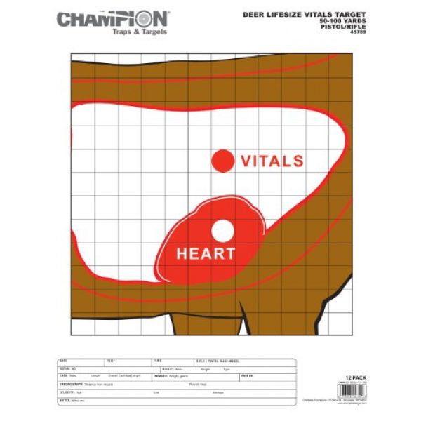 Champion  1 Champion Deer Vitals Paper Target, 14x18, 12ct