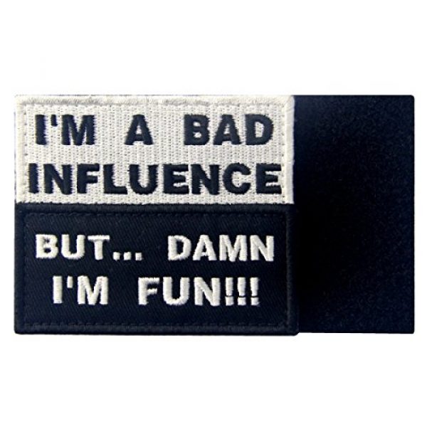 EmbTao Airsoft Patch 5 I'm A Bad Influence But Damn I'm Fun Tactical Military Funny Applique Fastener Hook & Loop Patch