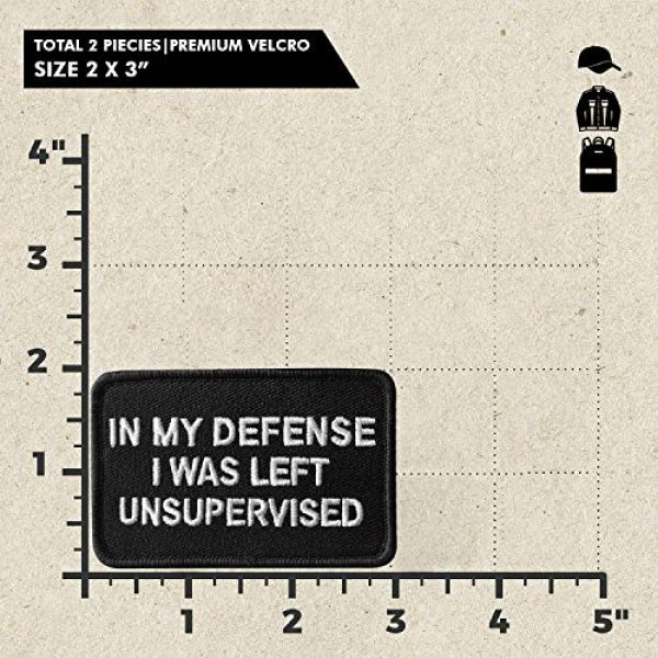 Ebateck Airsoft Morale Patch 2 2 Pack in My Defense I was Left Unsupervised Patch - Embroidered Morale Patches Tactical Funny for Hat, Backpack, Jackets (Applique Fastener Hook & Loop)