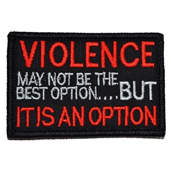 Tactical Gear Junkie Airsoft Patch 1 Violence, May not be The Best Option, but IT is an Option 2x3 Morale Patch - Black with Red