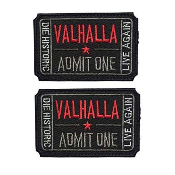 Homeigo Airsoft Patch 1 Homiego Ticket to Valhalla Admit One Die Historic Live Again Tactical Morale Badge Hook & Loop Patch (Black)