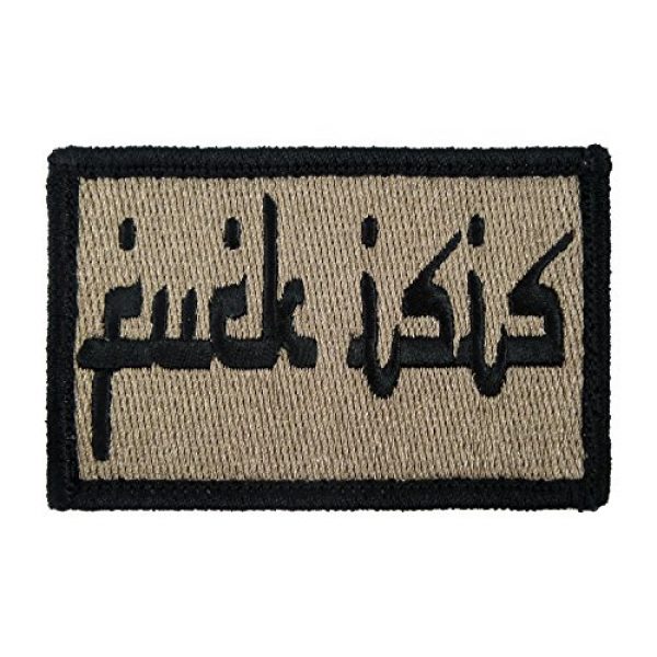 Morale Tags Airsoft Patch 1 Morale Tags Fk Isis Arabic Style English Tactical Funny Hook & Loop Fully Embroidered Patch (Coyote and Black)