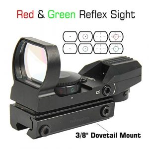 TACFUN  1 TACFUN Red and Green Reflex Sight with 4 Reticles, 3/8" Dovetail Mount for Airgun Airsoft and .22 RF