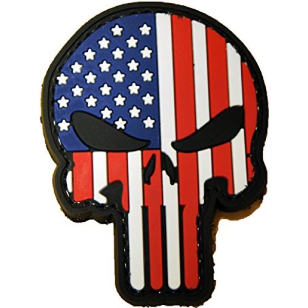 Tactical Morale Gear Airsoft Patch 1 Punisher Skull American Flag Morale Patch