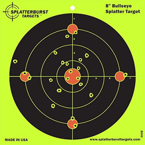 Splatterburst Targets 1 Splatterburst Targets - 8 inch Bullseye Reactive Shooting Target - Shots Burst Bright Fluorescent Yellow Upon Impact - Gun - Rifle - Pistol - Airsoft - BB Gun - Pellet Gun - Air Rifle