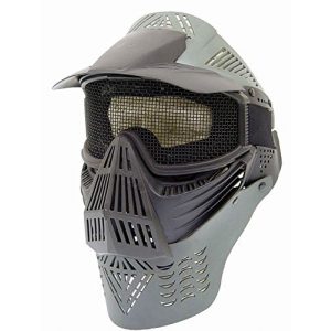 PForce 1 PForce Paintball/Airsoft Adjustable Full Face Tactical Safety Mask with Metal Mesh Wire Eye Protection; Protecting Chin/Ears; Top Visor for Shade; Also Good for CS Game, Shooting, Hunting, Cycling