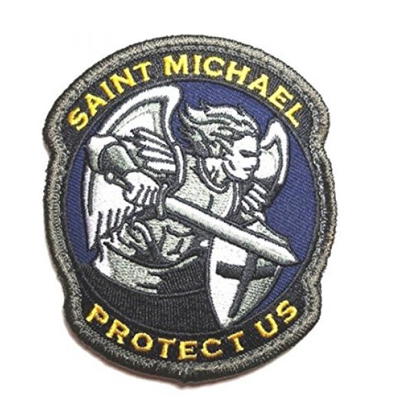 Zhikang68 Airsoft Patch 1 Saint Michael Modern Morale Patch Tactical Military Army Embroidered Sew on Tags Operator Patches with Hook and Loop Fasteners Backing-Multitan (Blue)