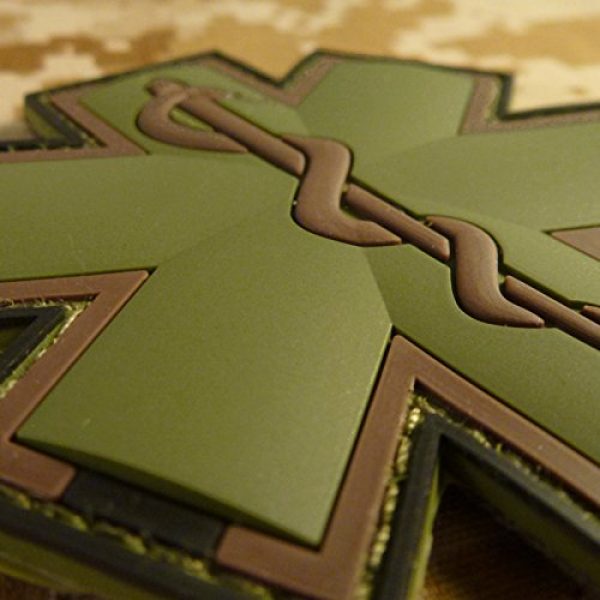 LEGEEON Airsoft Morale Patch 3 LEGEEON Olive Drab Multicam OD EMS EMT Medic Paramedic Star of Life Morale PVC Hook&Loop Patch