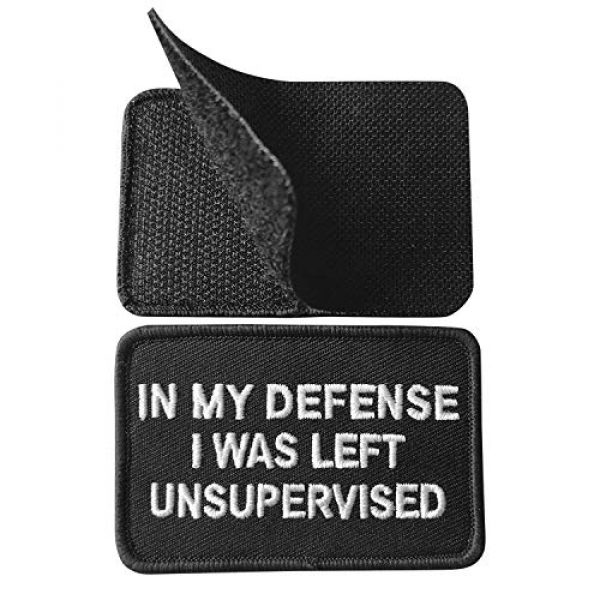 Ebateck Airsoft Morale Patch 5 2 Pack in My Defense I was Left Unsupervised Patch - Embroidered Morale Patches Tactical Funny for Hat, Backpack, Jackets (Applique Fastener Hook & Loop)