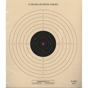 DOMAGRON  1 DOMAGRON 10 Meter (33 Ft.) Air Pistol Single Bullseye Red Center Variant of The Official NRA Target - B-40/1