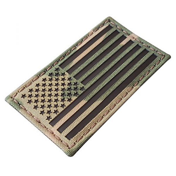 Tactical Freaky Airsoft Morale Patch 2 Bundle Set of 2 Multicam Infrared IR USA American Flags Forward and Reversed 3.5x2 Morale Fastener Patches