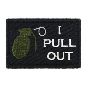 Morale Tags Airsoft Patch 1 I Pull Out Grenade Hook and Loop Fully Embroidered Morale Tags Patch (Black and White)