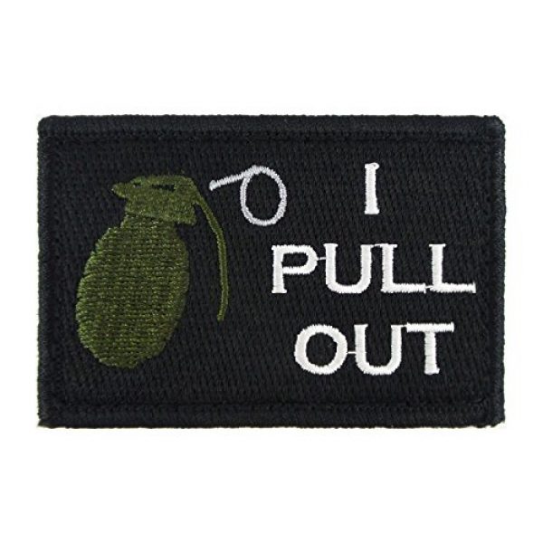 Morale Tags Airsoft Patch 1 I Pull Out Grenade Hook and Loop Fully Embroidered Morale Tags Patch (Black and White)