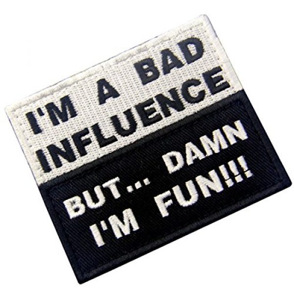 EmbTao Airsoft Patch 4 I'm A Bad Influence But Damn I'm Fun Tactical Military Funny Applique Fastener Hook & Loop Patch