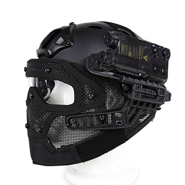 Unknown 7 PJ Fast Tactical Helmet Airsoft Paintball Protective Helmet Full Face Mask Molle Mesh Breathable Goggles for Military CS Paintball Shooting, Hunting, Cycling, Motorcycle, Outdoor Sports