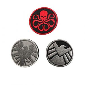 Acbell Airsoft Morale Patch 1 Marvel Comics Tactical Military Morale Embroidered Patch Shield/Avengers/Hydra Cloth Applique Hook and Loop Badge Morale Patch 3 Pieces