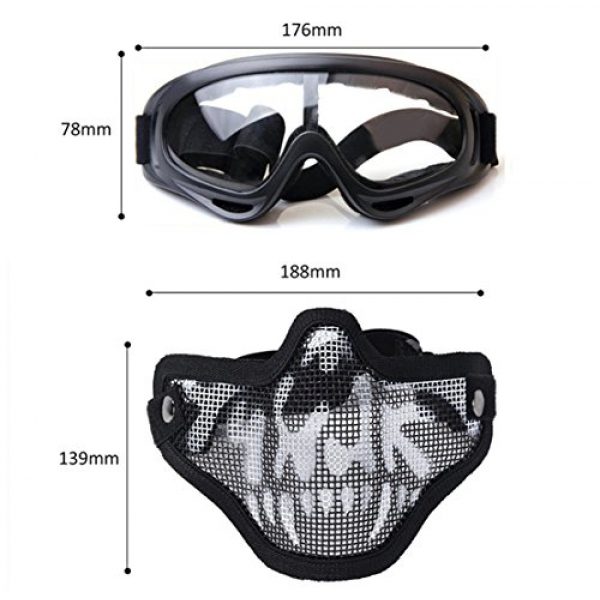 Outgeek  7 Outgeek Airsoft Half Face Mask Steel Mesh and Goggles Set