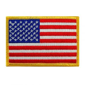 Cypress Collectibles Embroidered Patches Airsoft Patch 1 American Flag Embroidered Patch Gold Border USA United States of America Military Uniform Emblem