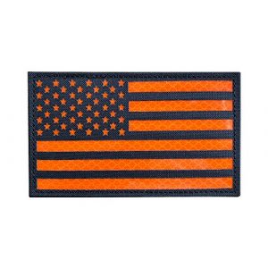 SUVIYA Airsoft Patch 1 SUVIYA 5x3 Large Reflective Black Orange US USA American Flag Patch Tactical Vest Patch (5" Width x 3" Height)