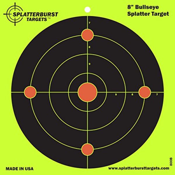 Splatterburst Targets 2 Splatterburst Targets - 8 inch Bullseye Reactive Shooting Target - Shots Burst Bright Fluorescent Yellow Upon Impact - Gun - Rifle - Pistol - Airsoft - BB Gun - Pellet Gun - Air Rifle