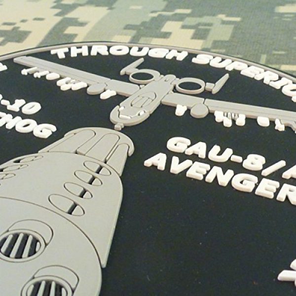 LEGEEON Airsoft Patch 5 LEGEEON Peace Through Superior Firepower A-10 Warthog GAU-8/A Avenger Morale PVC Rubber 3D Touch Fastener Patch