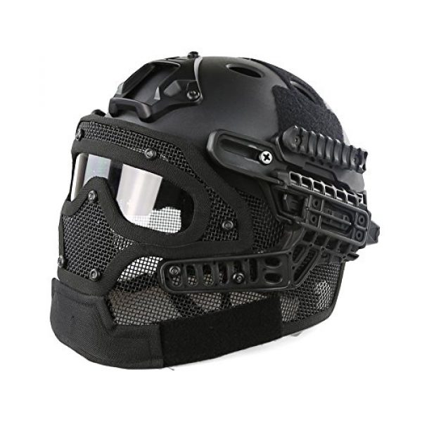 Unknown 1 PJ Fast Tactical Helmet Airsoft Paintball Protective Helmet Full Face Mask Molle Mesh Breathable Goggles for Military CS Paintball Shooting, Hunting, Cycling, Motorcycle, Outdoor Sports