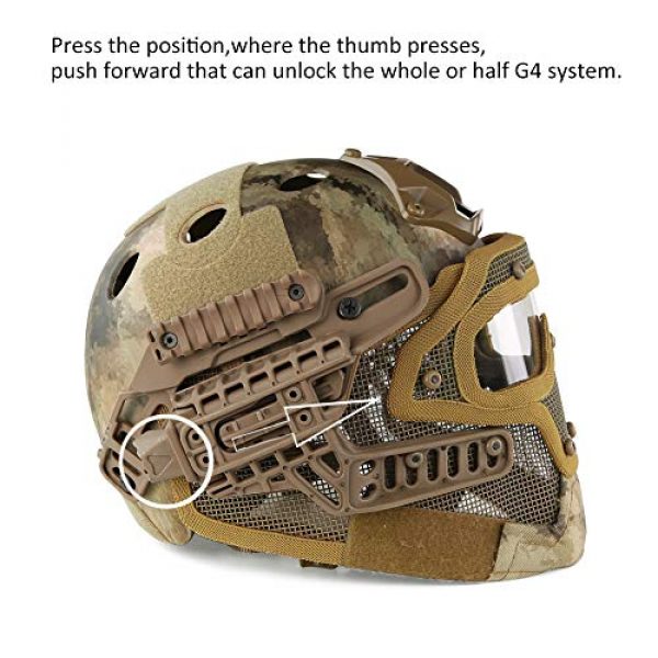 ActionUnion 5 ActionUnion PJ Fast Tactical Helmet Airsoft Full Face Mask with Goggles Molle Mesh Breathable Eye Protection for Military CS Paintball Shooting Hunting Cycling Motorcycle Outdoor Sport-at