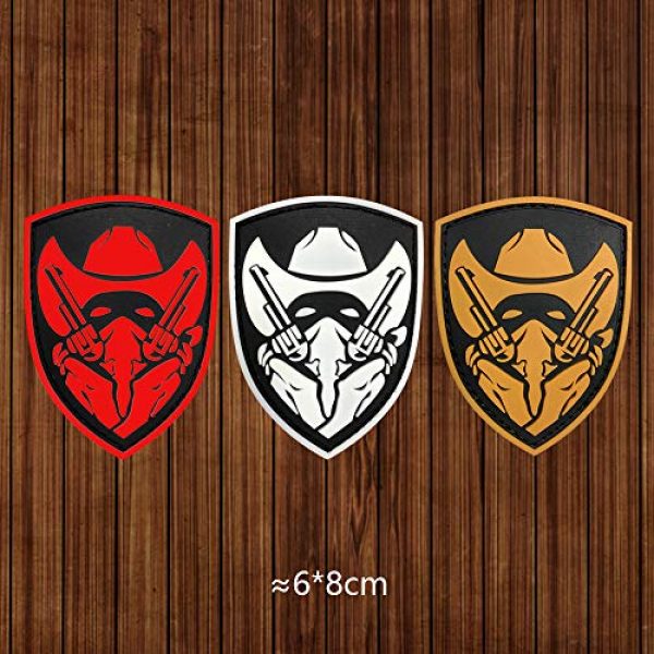 Morton Home Airsoft Patch 4 Morton Home Masked Cowboy Gunfighter Tactical Army Morale Airsoft 3D PVC Patch (Yellow)