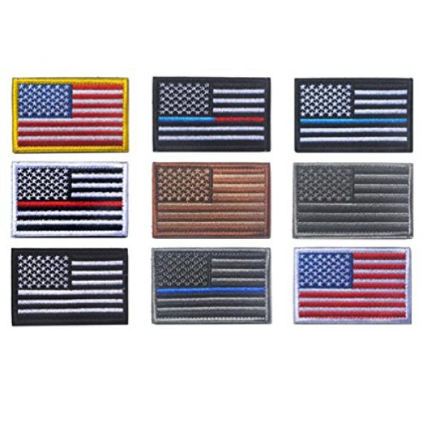 Military Ba Airsoft Patch 1 USA American Flag Tactical Patches Bundle, Patch for Uniforms Jackets Hats Bags Embroidered Patch 9 PCS