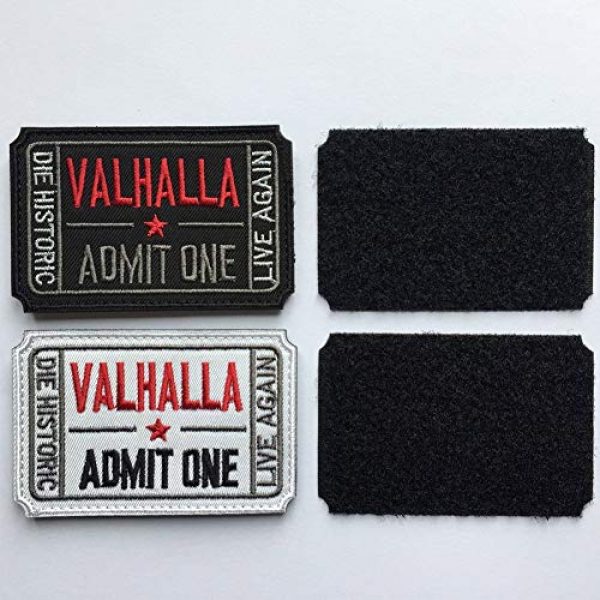 Homeigo Airsoft Patch 4 Homiego Ticket to Valhalla Admit One Die Historic Live Again Tactical Morale Badge Hook & Loop Patch (Black)