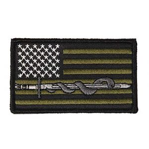 Lancer Tactical Airsoft Patch 1 Lancer Tactical Airsoft Sword and Snake U.S. Flag Morale Patch - OD