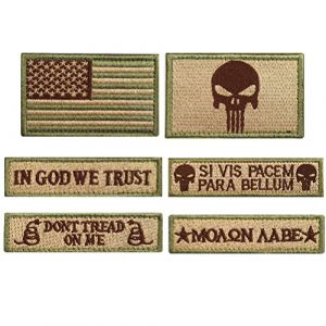 CREATRILL Airsoft Patch 1 Bundle 6 Pieces Tactical Military Morale Patch Set (Tan)