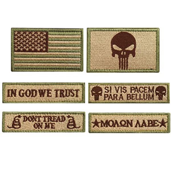 CREATRILL Airsoft Patch 1 Bundle 6 Pieces Tactical Military Morale Patch Set (Tan)