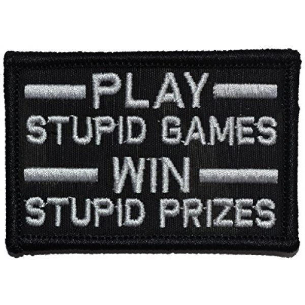 Tactical Gear Junkie Airsoft Patch 1 Play Stupid Games, Win Stupid Prizes 2x3 Morale Patch - Multiple Color Options (Multicam Black)