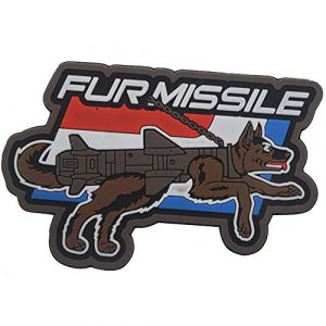 Ansellf Airsoft Patch 1 Fur Missile Morale Patch Dog Tactical Patches Hook Military Badge 3D PVC Fur Missile K9 Dog Badge Police Dog Tactical Harness Vest Airsoft Patches