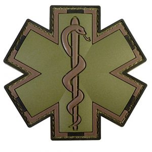 LEGEEON Airsoft Morale Patch 1 LEGEEON Olive Drab Multicam OD EMS EMT Medic Paramedic Star of Life Morale PVC Hook&Loop Patch