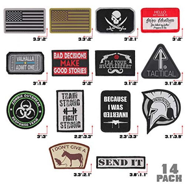 14er Tactical Airsoft Morale Patch 3 14er Tactical Morale Patches (14-Pack) | Hook & Loop Backed, 3" x 2" PVC Flags & Funny Patches | Perfect for Hat, Backpack, Jacket, Military, Police, Airsoft Gear | Display Your USA Flag!