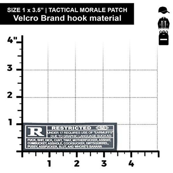 Patch Panel Airsoft Morale Patch 4 Restricted R Rated Tactical PVC Morale Patch - Canada Made - Perfect Hook Backed Patches to be Added to Uniforms, Jackets, Backpacks, Technical Equipment - 3.5 x 1 inch Made in Canada - by Patch Panel