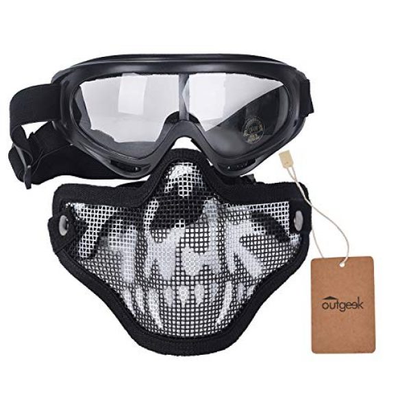 Outgeek  5 Outgeek Airsoft Half Face Mask Steel Mesh and Goggles Set