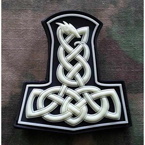 Jackets-to-Go Airsoft Patch 2 Dragon Thors Hammer Airsoft Patch, GID (Glow in The Dark) 3D Rubber