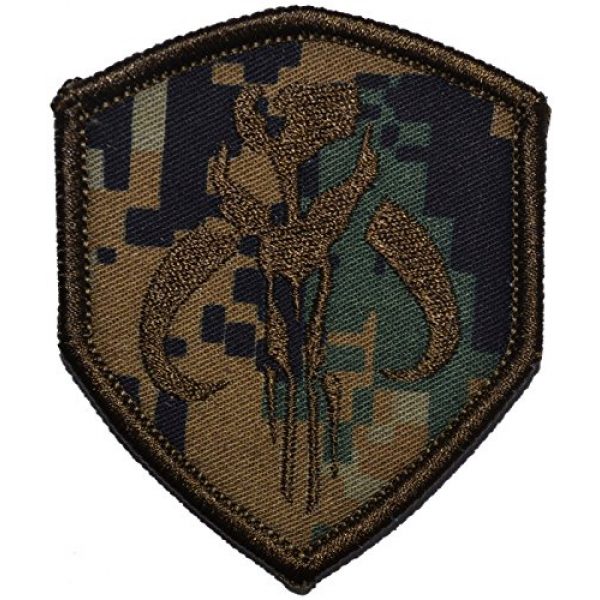 Tactical Gear Junkie Airsoft Patch 1 Mandalorian Bantha Skull Mercenary 2.5x3 Shield Morale Patch - Multiple Colors (Woodland Digital Marpat)