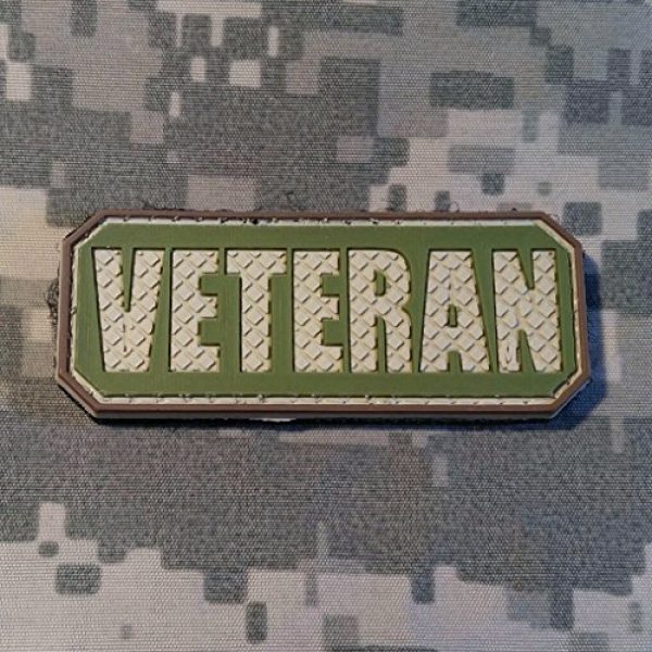 NEO Tactical Gear Airsoft Patch 1 Veteran Hat Tag PVC Rubber Morale Patch by NEO Tactical Gear Morale Patch - Hook Backed (OD)