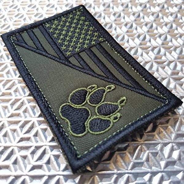 LEGEEON Airsoft Morale Patch 2 LEGEEON OD Green USA American Flag K-9 Dog Handler Morale Tactical Embroidery Hook-and-Loop Patch