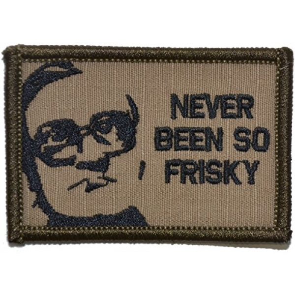 Tactical Gear Junkie Airsoft Patch 1 Bubble Parody"Never Been So Frisky" 2x3 Morale Patch - Coyote Brown with Black