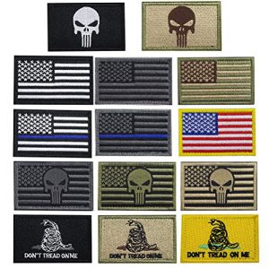 CREATRILL Airsoft Patch 1 Creatrill Bundle 14 Pieces USA Flag Patch Thin Blue Line Tactical American Flag US United States of America Military Morale Patches Set for Caps,Bags,Backpacks,Tactical Vest,Military Uniforms