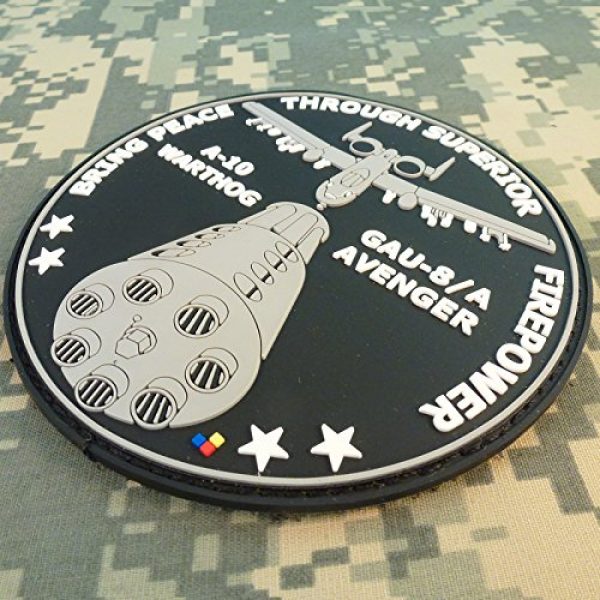 LEGEEON Airsoft Patch 2 LEGEEON Peace Through Superior Firepower A-10 Warthog GAU-8/A Avenger Morale PVC Rubber 3D Touch Fastener Patch