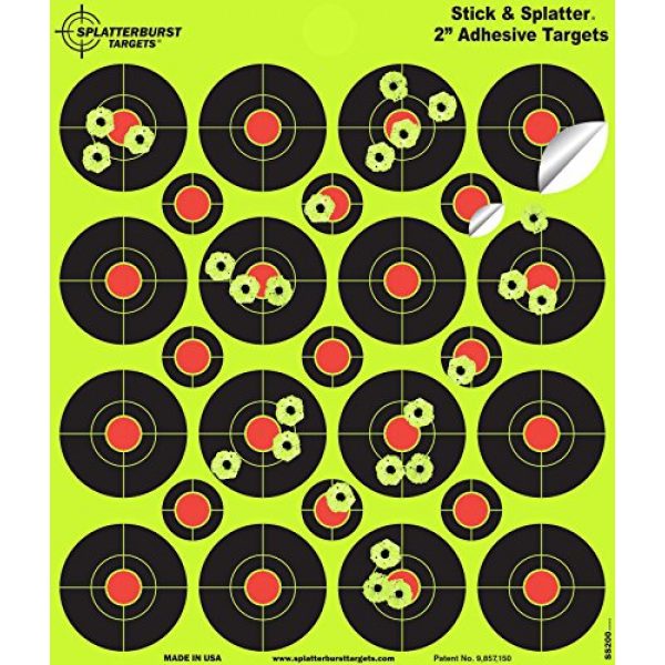 Splatterburst Targets  1 Splatterburst Targets - 2 inch Stick & Splatter Reactive Self Adhesive Shooting Targets - Gun - Rifle - Pistol - Airsoft - BB Gun - Pellet Gun - Air Rifle