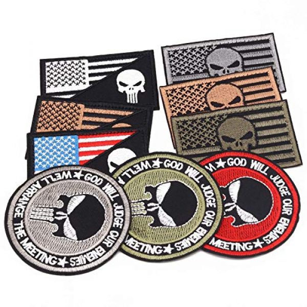 Winrase Airsoft Patch 4 9pcs American Flag Tactical Military Morale Iron on Patches Embroidered Set for Caps, Bags, Backpacks, Tactical Vest, Military Uniforms (Tactical 9pcs)
