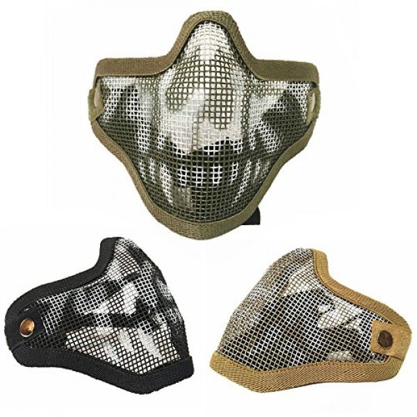 Sizet  6 Sizet Airsoft Skull Steel Mesh Half Face Mask Protector (Black)