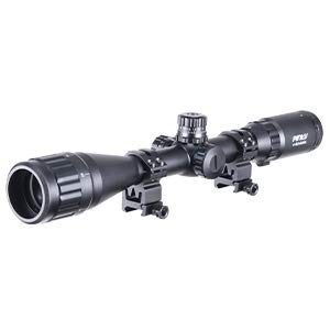 Pinty Rifle Scope 1 Pinty 4-16X40 Rifle Scope AO Red Green Blue Illuminated Mil Dot with Flip-Open Covers, Sunshade Tube